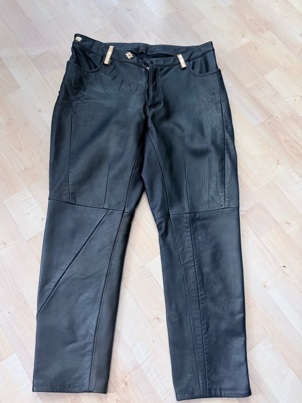 ⭐️ Unique Navy & Gold Leather Pants ⭐️